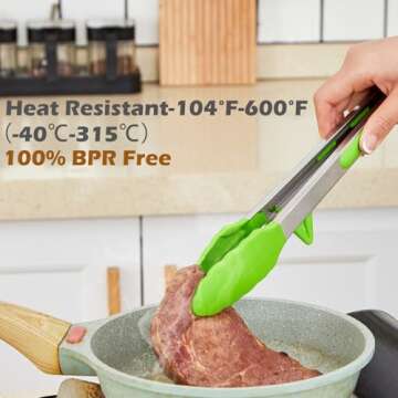 12" Kitchen Tongs, 3Pcs Tongs for Cooking with Silicone Tips, Food Grade Small Silicone Tongs, Mini Serving Tongs for BBQ Salad(Black,Red,Green)