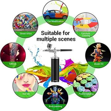 Autolock Upgraded Airbrush Kit with Air Compressor, Portable Cordless Auto Airbrush Gun Kit, Rechargeable Handheld Airbrush Set for Makeup, Cake Decor, Model Coloring, Nail Art, Tattoo