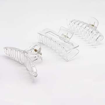 MORIKOKI Clear Large Hair Clips for Thick/Thin Hair, Jumbo Matte Banana Clips, Cute Styling Accessories for Women and Girls