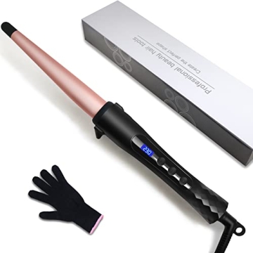 Hair Curling Wand, 1/2-1 Inch Tapered Curling Iron for All Hair Types, Professional Ceramic Hair Cur...