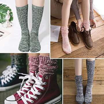 Bienvenu Slouch Boot Socks for Women (5 Paris), Crew Cotton Funny Slouchy Socks, Fun Cute Trouser Dr...