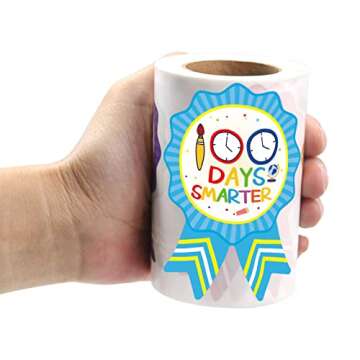 100th Day of School Stickers for Kids 200 Pcs 100 Days Smarter Reward Stickers