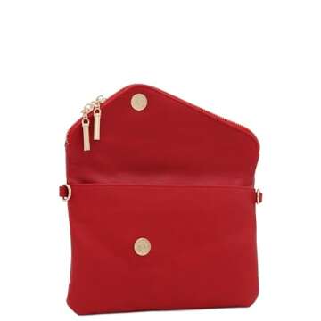 FashionPuzzle Envelope Wristlet Clutch Crossbody Bag Red