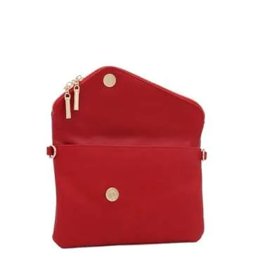 FashionPuzzle Envelope Wristlet Clutch Crossbody Bag Red