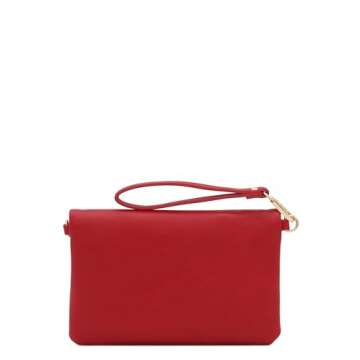 FashionPuzzle Envelope Wristlet Clutch Crossbody Bag Red