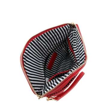 FashionPuzzle Envelope Wristlet Clutch Crossbody Bag Red