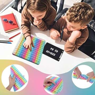 Yadishen 12x12 Multiplication Game Table Kids Math Learning Posters, Fidget Popper Educational Math Tools Fidget Popular Toys Relieve Stress and Create Various Math Operations