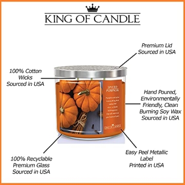 Spiced Pumpkin Candle - Long Lasting, Strong Scented Soy Wax