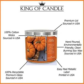 Spiced Pumpkin Candle - Long Lasting, Strong Scented Soy Wax