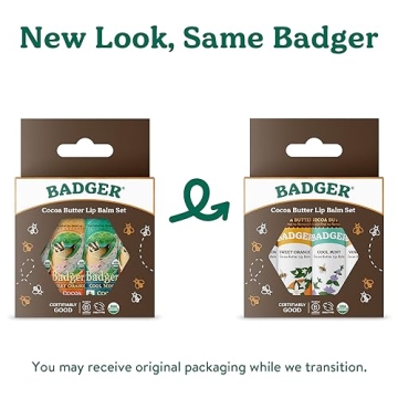 Badger Cocoa Butter Lip Balm Set - Organic Flavored Balms 4-Pack