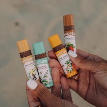 Badger Cocoa Butter Lip Balm Set - Organic Flavored Balms 4-Pack