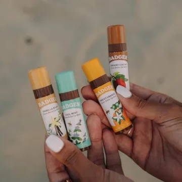 Badger Cocoa Butter Lip Balm Set - Organic Flavored Balms 4-Pack