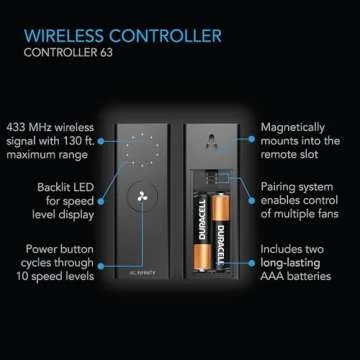 AC Infinity Controller 63, Wireless Remote Controller with 10 Fan Speed Programming, Cooling and Ventilation for CLOUDLINE Airlift CLOUDWAY Fans