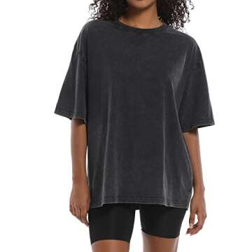 BINTEHGS Oversized Grunge Vintage t Shirts for Women Short Sleeve Cotton Casual Baggy Tees Teens Tre...