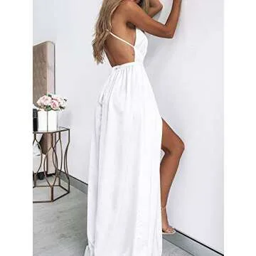 Elegant Yimeili Satin Formal Dress for Women - Backless Maxi