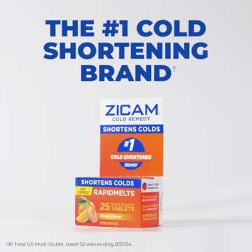 Zicam Cold Remedy Zinc Rapidmelts, Citrus Flavor, 25 Count (Pack of 1)