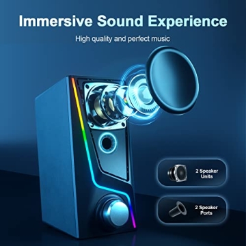 USB Powered PC Speakers with Bass-Boost & 6 Modes