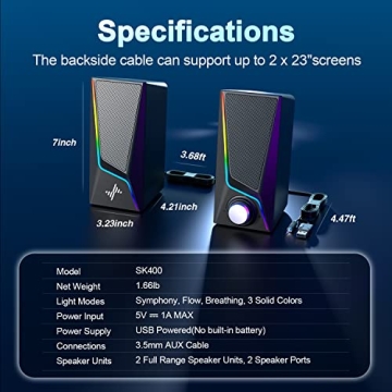 USB Powered PC Speakers with Bass-Boost & 6 Modes