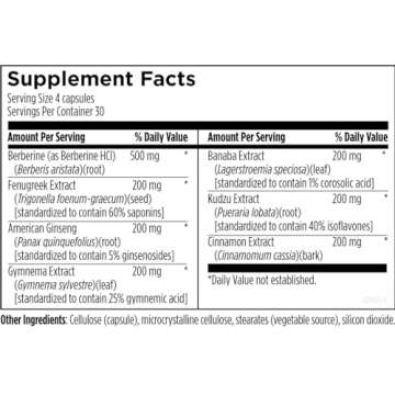 Designs for Health GlucoSupreme Herbal Supplement - Berberine HCl, Banaba, Ginseng + Cinnamon Extract - Vegan, Non-GMO Supplements (120 Capsules)