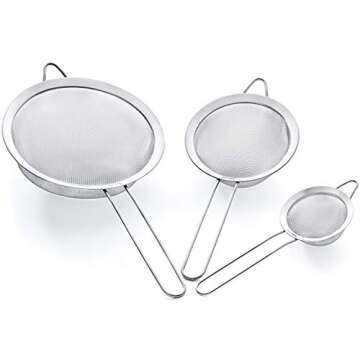 Proto Future Strainer Set Fine Mesh – Premium 304 Stainless Steel (18/8) – 3.3″, 5.5″ and 8?...