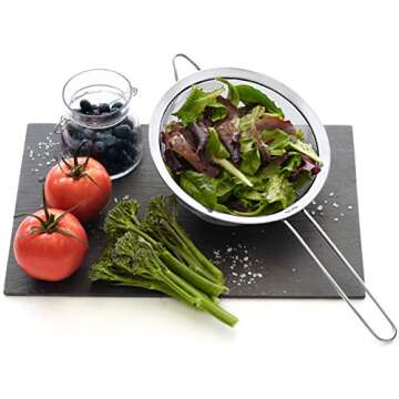 Proto Future Strainer Set Fine Mesh – Premium 304 Stainless Steel (18/8) – 3.3″, 5.5″ and 8″ Sturdy Kitchen Strainers (Silver)