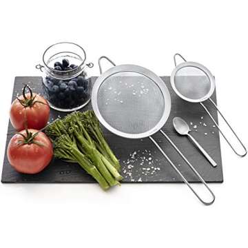 Proto Future Strainer Set Fine Mesh – Premium 304 Stainless Steel (18/8) – 3.3″, 5.5″ and 8″ Sturdy Kitchen Strainers (Silver)