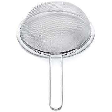 Proto Future Strainer Set Fine Mesh – Premium 304 Stainless Steel (18/8) – 3.3″, 5.5″ and 8″ Sturdy Kitchen Strainers (Silver)