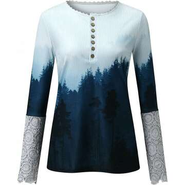 Trendy Ribbed Knit Henley Tops for Women 2022