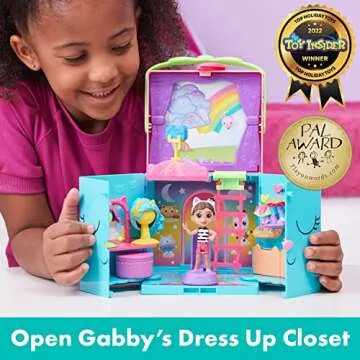 Gabby’s Dollhouse, Dress-Up Closet Portable Playset with a Gabby Doll, Surprise Toys and Photo Sho...