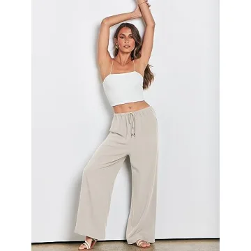 Shop ANRABESS Women's Linen Palazzo Pants - Stylish & Comfortable