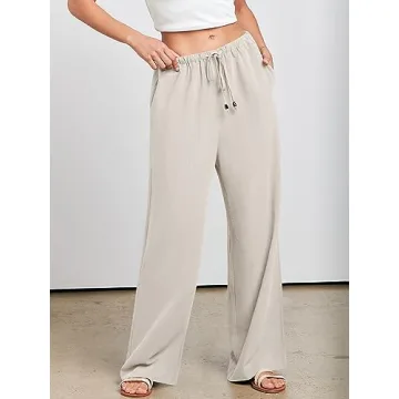 Shop ANRABESS Women's Linen Palazzo Pants - Stylish & Comfortable