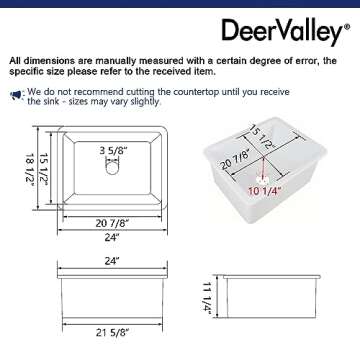 Durable White Fireclay Undermount Kitchen Sink by DeerValley