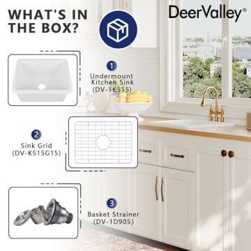 Durable White Fireclay Undermount Kitchen Sink by DeerValley