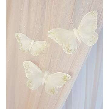 Inspired by Jewel Butterfly Wall Decorations Premium Quality Real Feather 3D Wall Decals Girls Bedro...