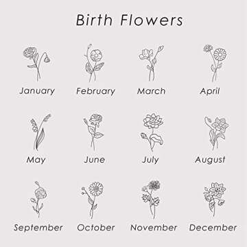 Youvelst Poppy Birth Month Flower Necklace 14K Gold Plated Birth Floral Pendant Dainty Disc Coin Birthday Jewelry Gift for Her Stamped Flower Cute Birthstone Necklace Personalized Pendant for Women