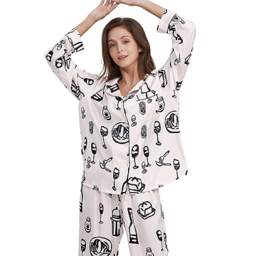 YiNi LuLu Women's Silk Satin Pajamas Set for Luxury Comfort