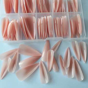 Extra Long Stiletto Glossy Fake Nail 100 PCS Full Cover Acrylic Press on Nails Art Tips False Nail f...