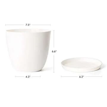 Mkono 7.5" Plastic Plant Pots with Saucers, Set of 5