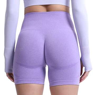 Aoxjox Contour Seamless Shorts for Women High Waist Workout Gym Biker Booty Running Yoga Short 5" (Lilac Marl, Small)