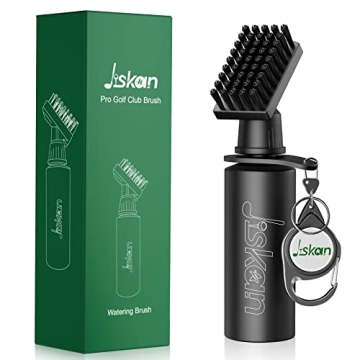 Jiskan Pro Golf Club Brush Cleaner with Retainer Clip and Squeeze Water Bottle 7.5 Inches Holds 4 Ou...