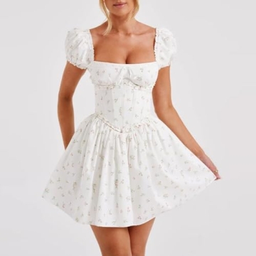 Y2K Vintage Lace White Mini Dress for Summer Events