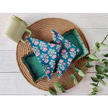 Handcrafted Cotton Print Napkins 18x18 - Set of 6 - Eco-Friendly Dinner Napkins