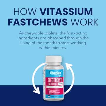 Vitassium FastChews, Chewable Electrolyte Tablets for Management of POTS and High Sodium Diets, Fast-Acting Sodium Tablets, Fruit Punch, 60 Count