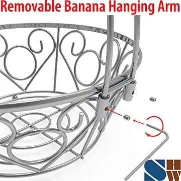 Simple Houseware Fruit Basket with Banana Hanger, Chrome Finish