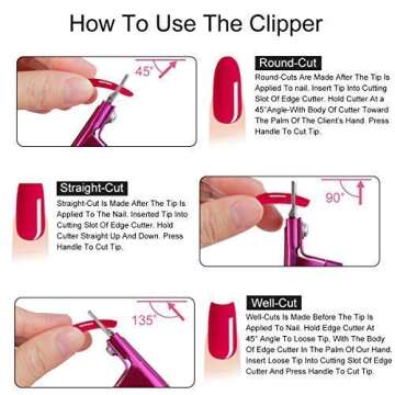 Acrylic Nail Tip Clippers Adjustable Premium Stainless Steel Fake False Artificial Nail Tip Trimmer for Manicure Pedicure Sharp Blade Clip Tools Nail Art Beauty Design DIY