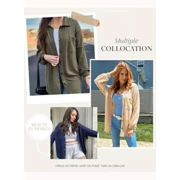 Dokotoo Womens Vintage Solid Color Button Down Shirts Long Sleeve Button Up Pocket Blouses Ladies Loose Fit Waffle Knit Shacket Dressy Boyfriend Tops Apricot Small