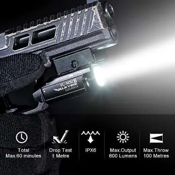 OLIGHT PL-Mini 2 Valkyrie 600 Lumens Magnetic USB Rechargeable Compact Weaponlight with Adjustable Rail, High Performance CW LED Tactical Flashlight with Built-in Battery