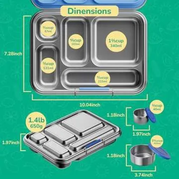 AOHEA Stainless Steel Bento Box Kids, Kids Metal Bento Lunch Box BPA Free Lunch Box Containers 304 Stainless Steel Bento Box for School and Office(Purple)