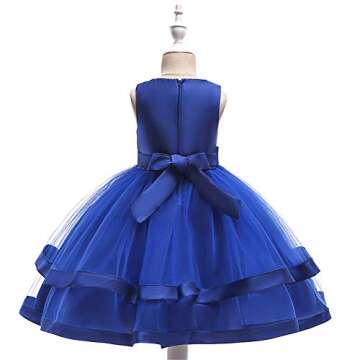 COMISARA Little Girl Dress Kids Wedding Pageant Holiday Prom Tutu Bridesmaid Dresses Size 8T (Navy B...