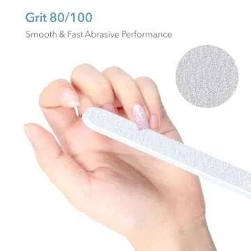 GazePlus Nail Files, 50 PCS Fingernail Files 7" Long 80/100 Grit Emery Boards for Nails - Professional Nail File Bulk Washable for Acrylic, Gel, Dip Powder, and Poly Gel Nails